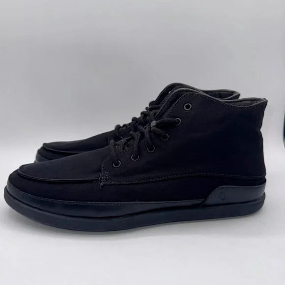 Men\'s OluKai Black High-Top Sneakers Mens Olukai Nalukai Kapa Black Canvas Comfort Ankle Boots  main image 3